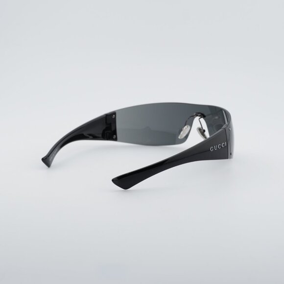 Gucci GG1958S 002 Sunglasses Shiny Dark Ruthenium Shield Frame, Grey Lenses main image 6